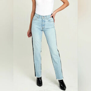 Revice Ex Boyfriend Two-Toned Straight Leg Ankle Jeans, Raw Hem, Size 26, EUC!